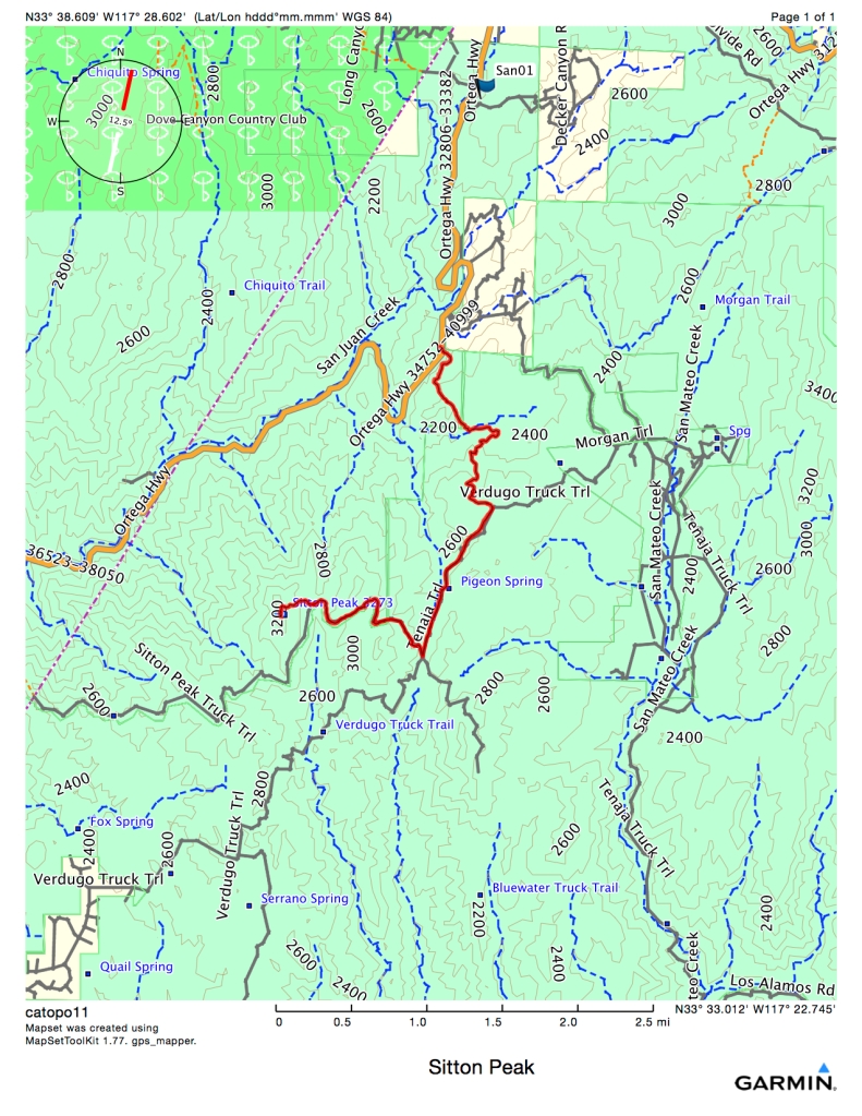 Route taken to Sitton Peak